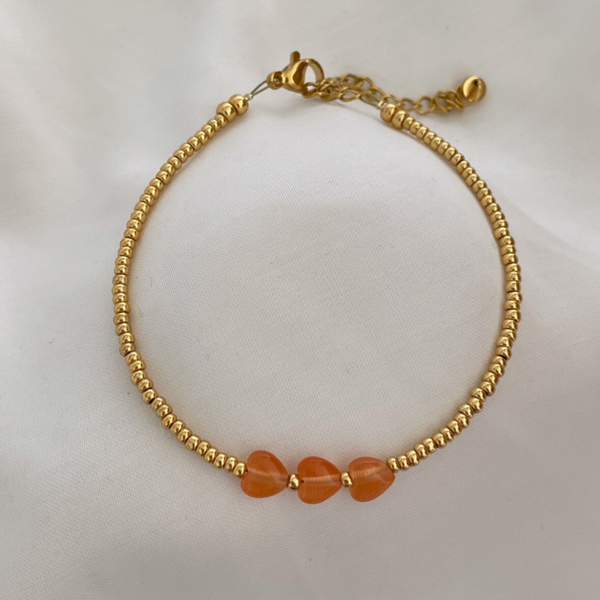 Armband lente hart oranje