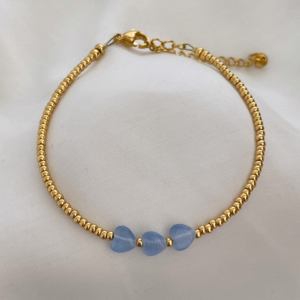 Armband lente hart pastelblauw