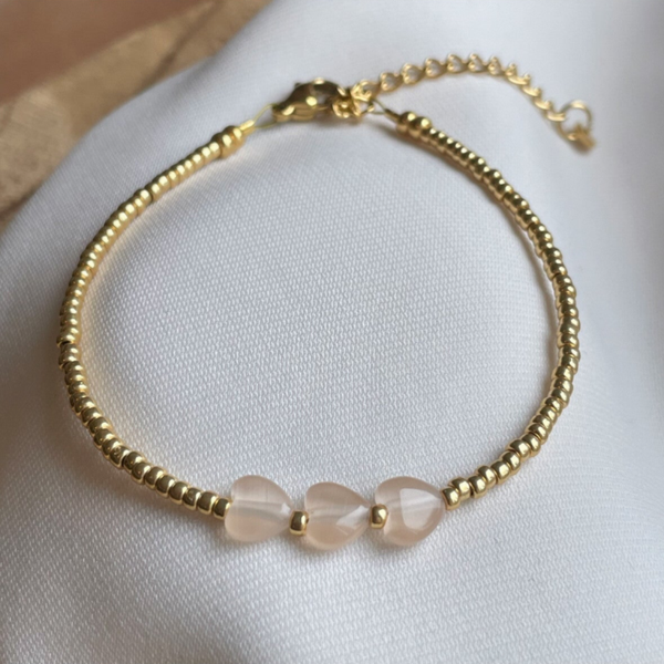 Armband Lazise beige hartjes