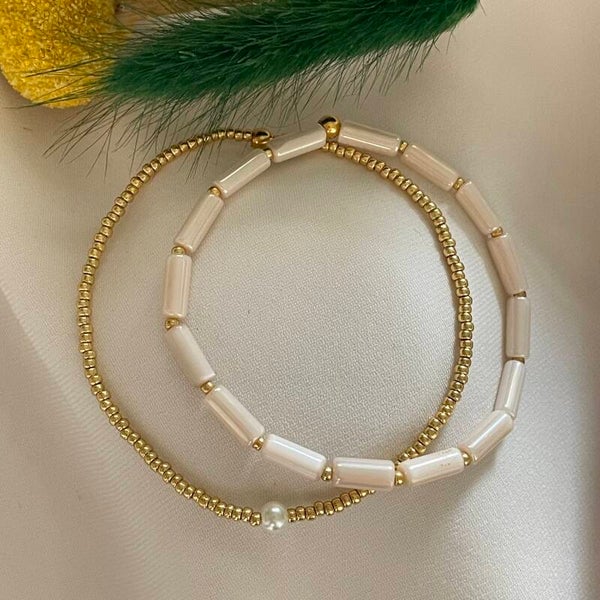 Armbandenset schelp pearl