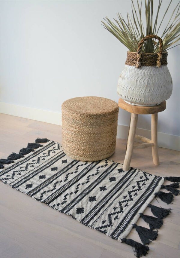 Vloerkleed - zwart/wit (90x60)