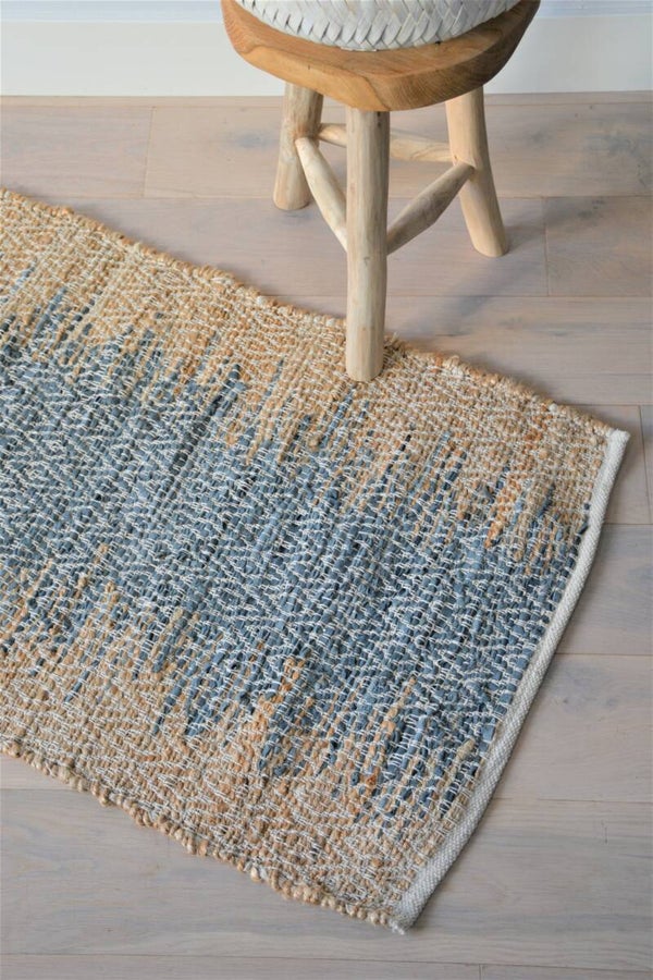 Vloerkleed | naturel/blauw (100x60)