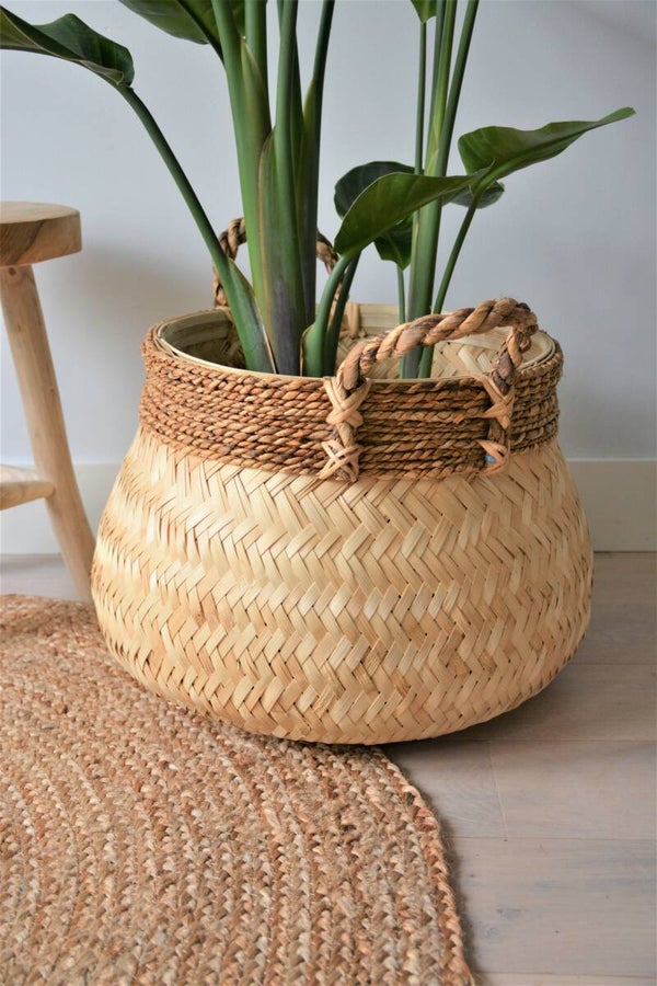 Gevlochten rieten mand XL | Naturel