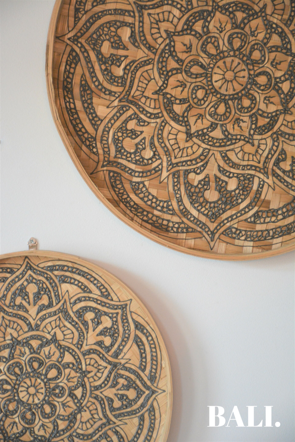 Bamboe wanddeco - HAND MADE - zwart (2 stuks)