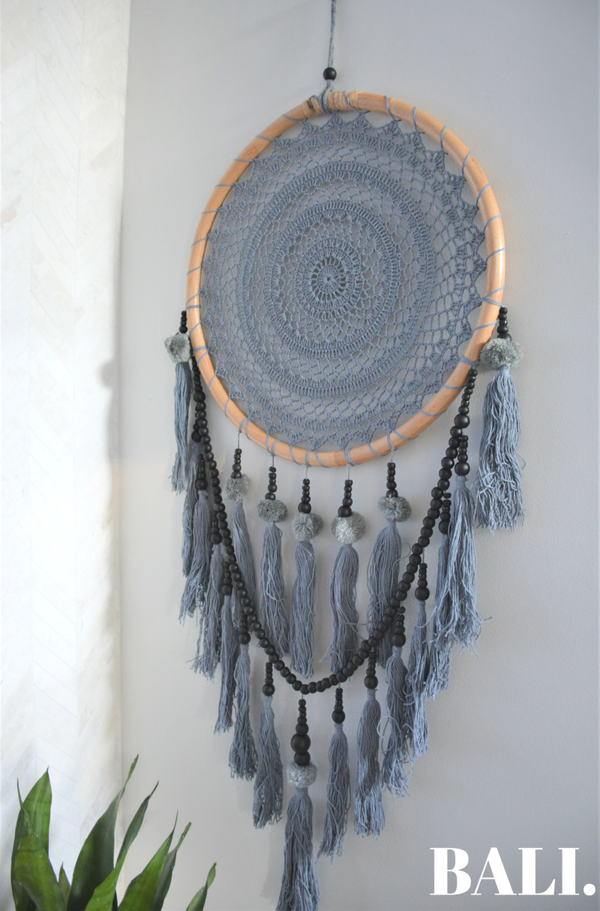 Macramé Dromenvanger | Kralen XL | grijs