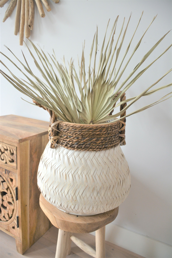 Gevlochten rieten mand | wit