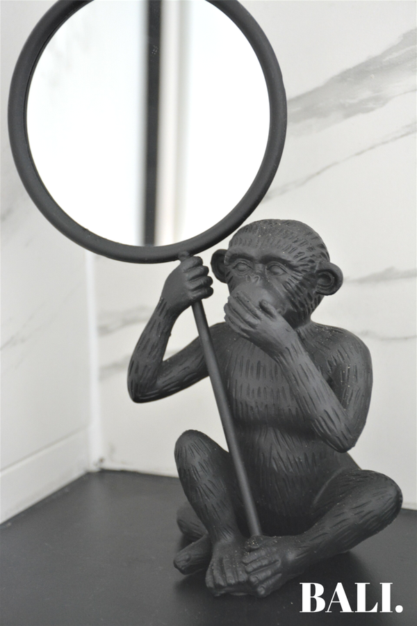 Aap met spiegel | zwart