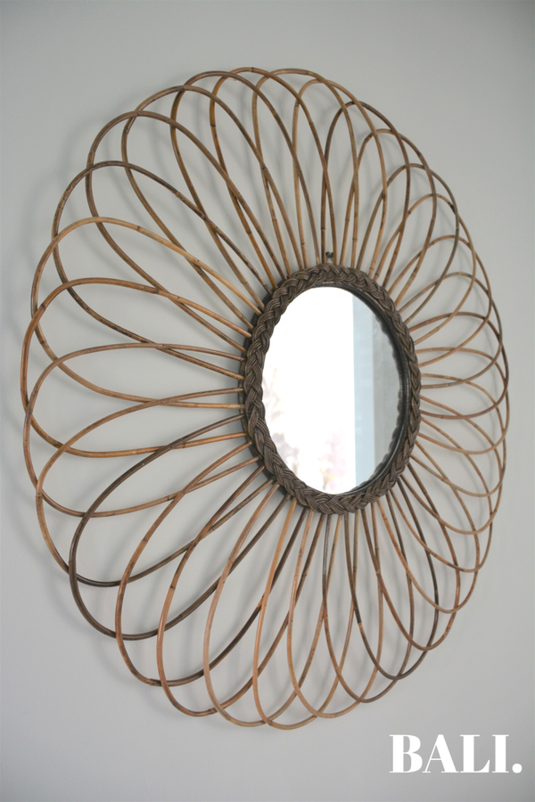 Grote rotan spiegel XL | bruin (90cm)