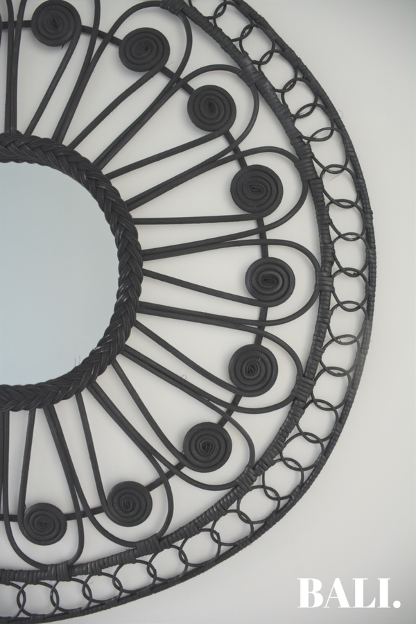 Rotan spiegel XL | zwart (90cm) | HAND MADE
