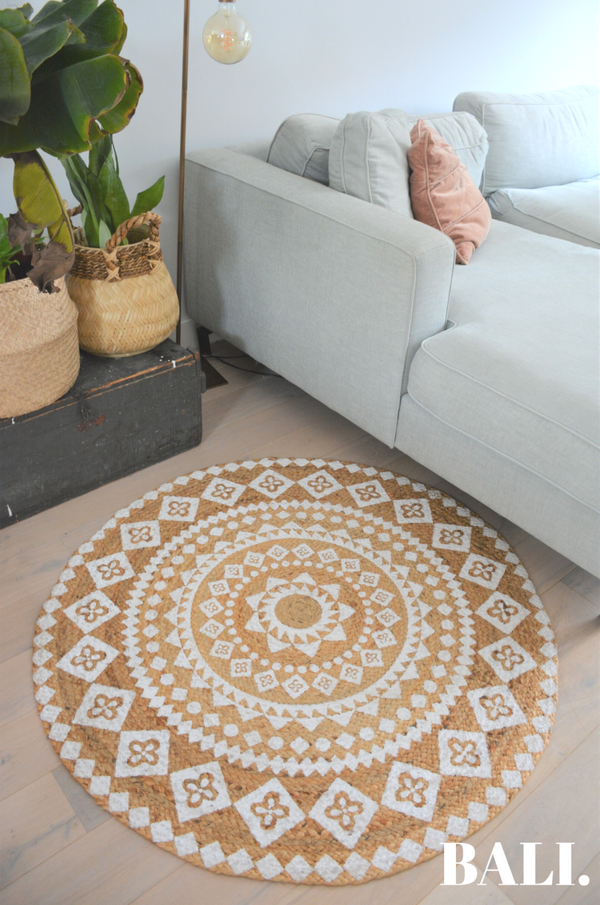 Rond vloerkleed | naturel wit