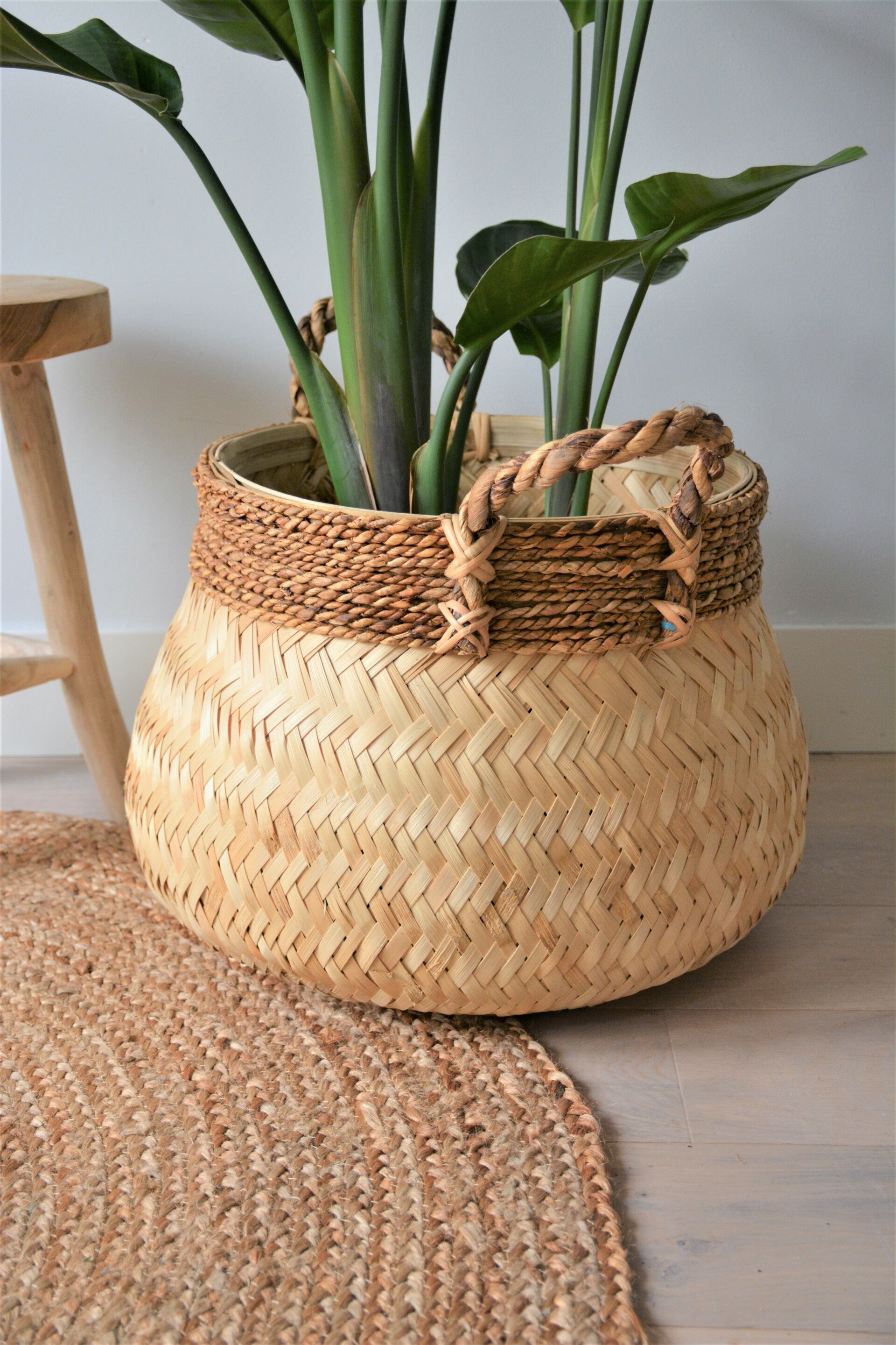 Gevlochten rieten mand XL | Naturel