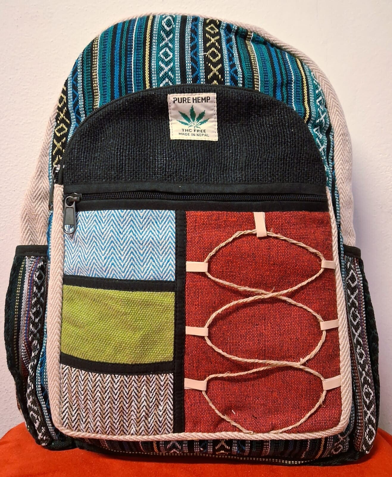 Zaino grande in canapa e cotone #7