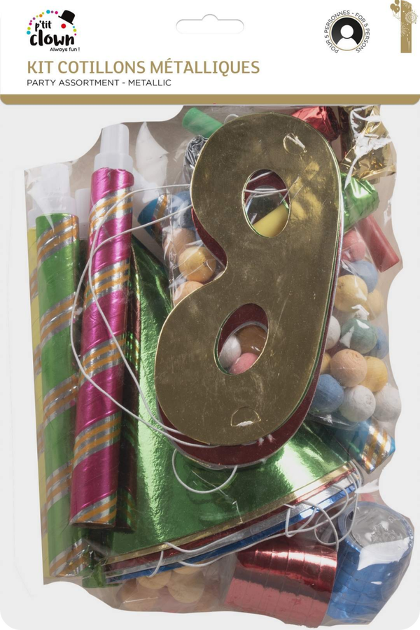 Kit cotillons sachet 5 personnes - métallique