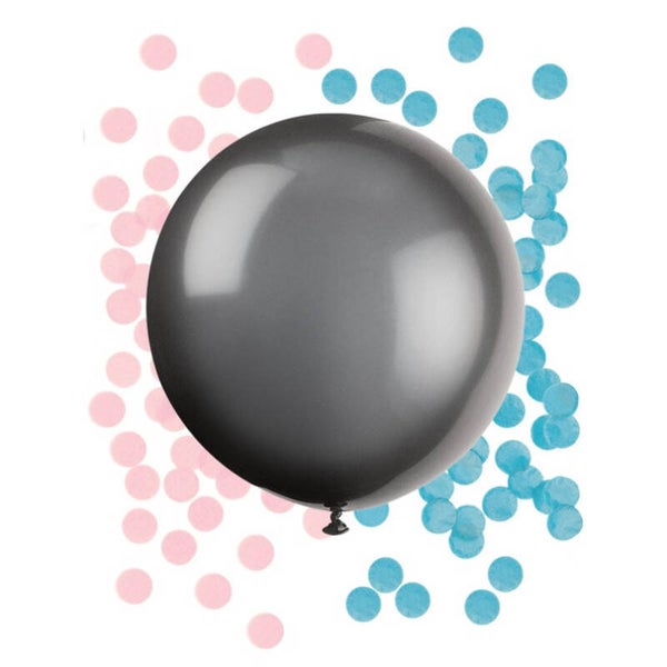 Ballon noir latex - 40cm + 2 sachets de confettis roses et bleus - baby shower