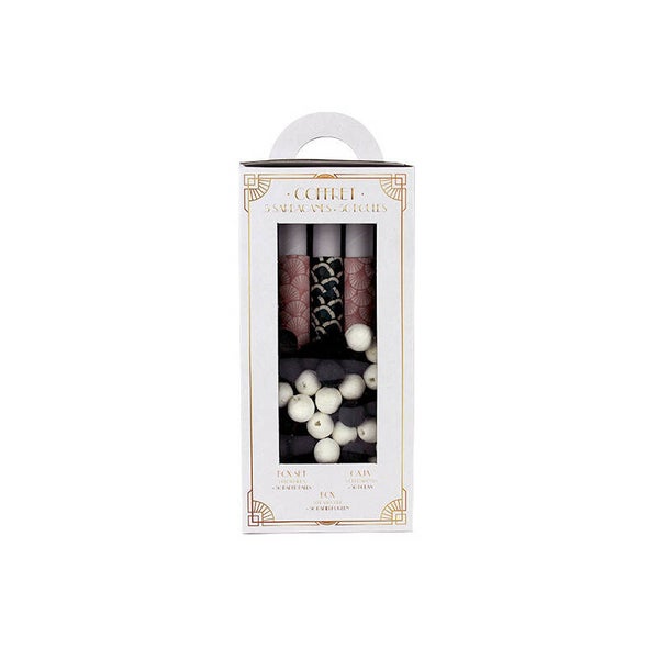 Boite art déco blanche 5 sarbacanes + 50 boules