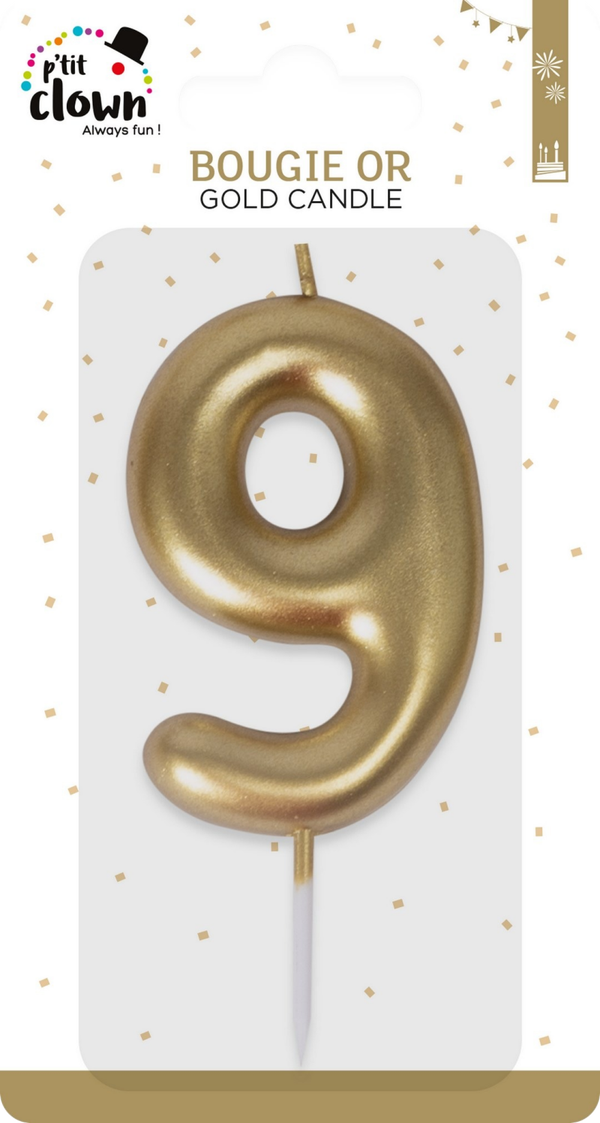 Bougie or - chiffre 9