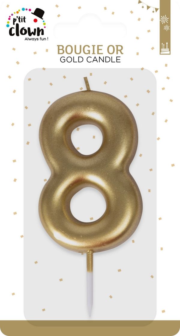 Bougie or - chiffre 8