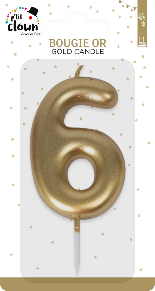 Bougie or - chiffre 6