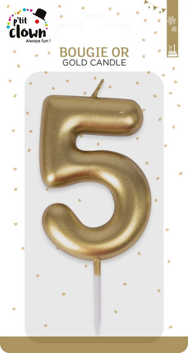 Bougie or - chiffre 5