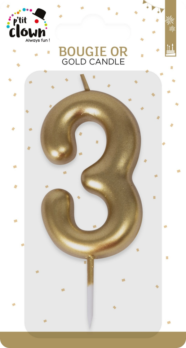 Bougie or - chiffre 3