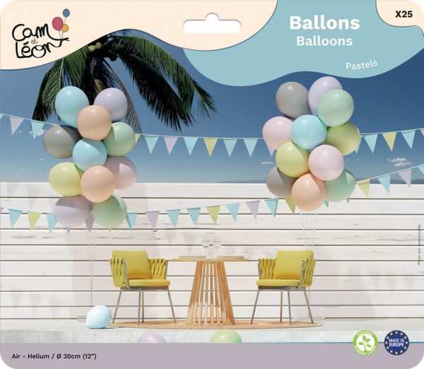 Ballon ø 30cm - lot de 25 - pastel