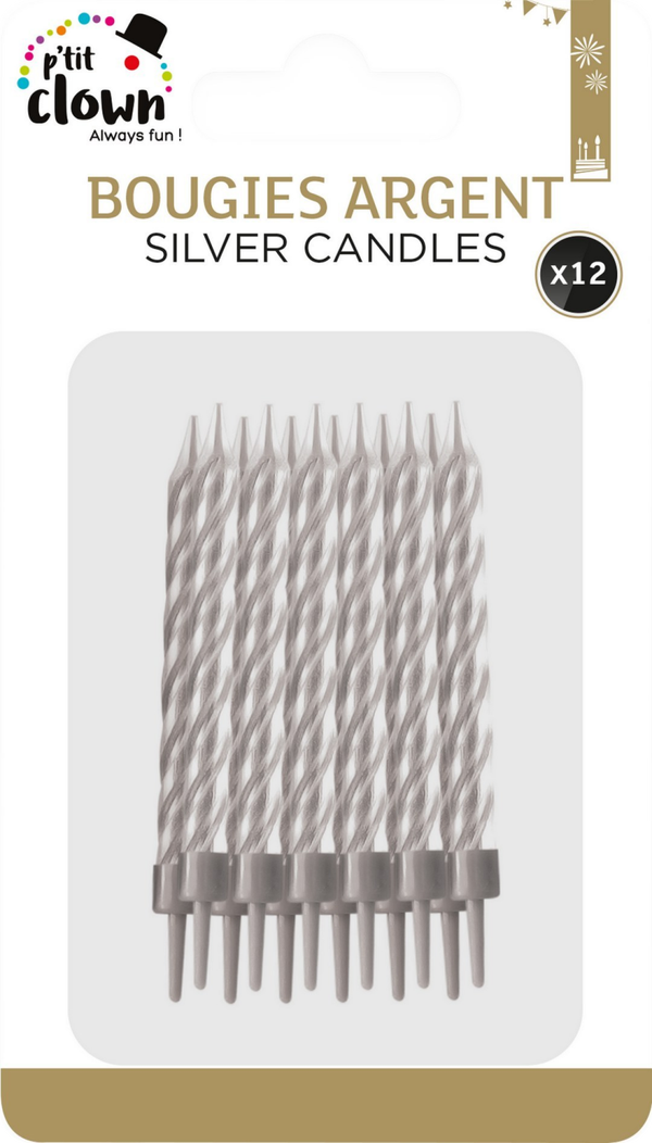 Bougie - lot de 12 - argent