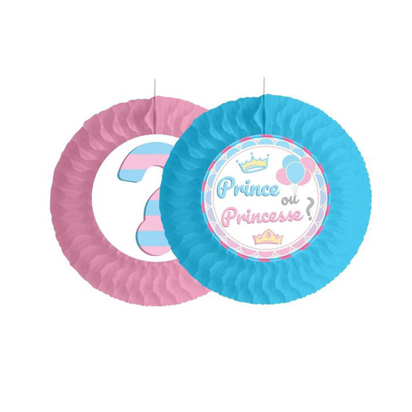 2 éventails ø 50 cm - message prince ou princesse ?