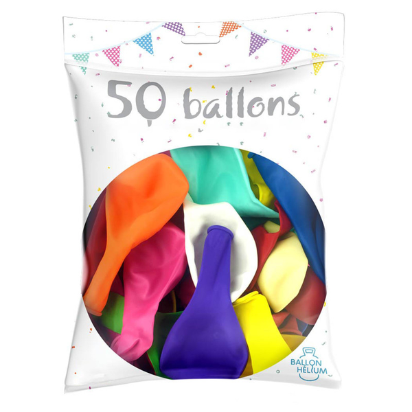 Ballons en latex multicolore ø 23 cm - lot de 50
