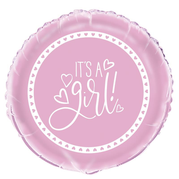 Ballon mylar rose - ø 45 cm - it's a girl - baby shower