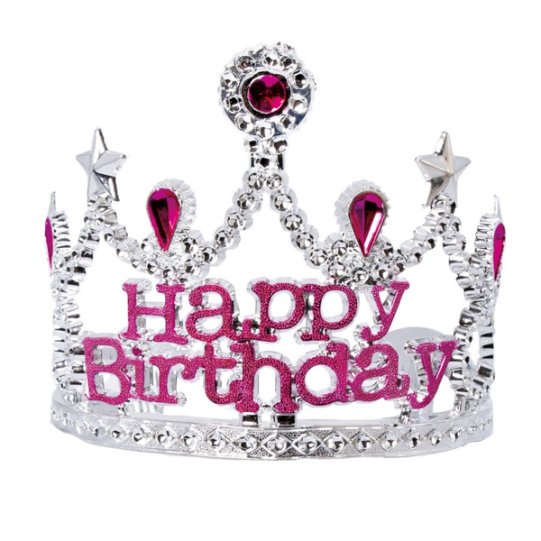 Diadème  Happy Birthday - plastique - argent
