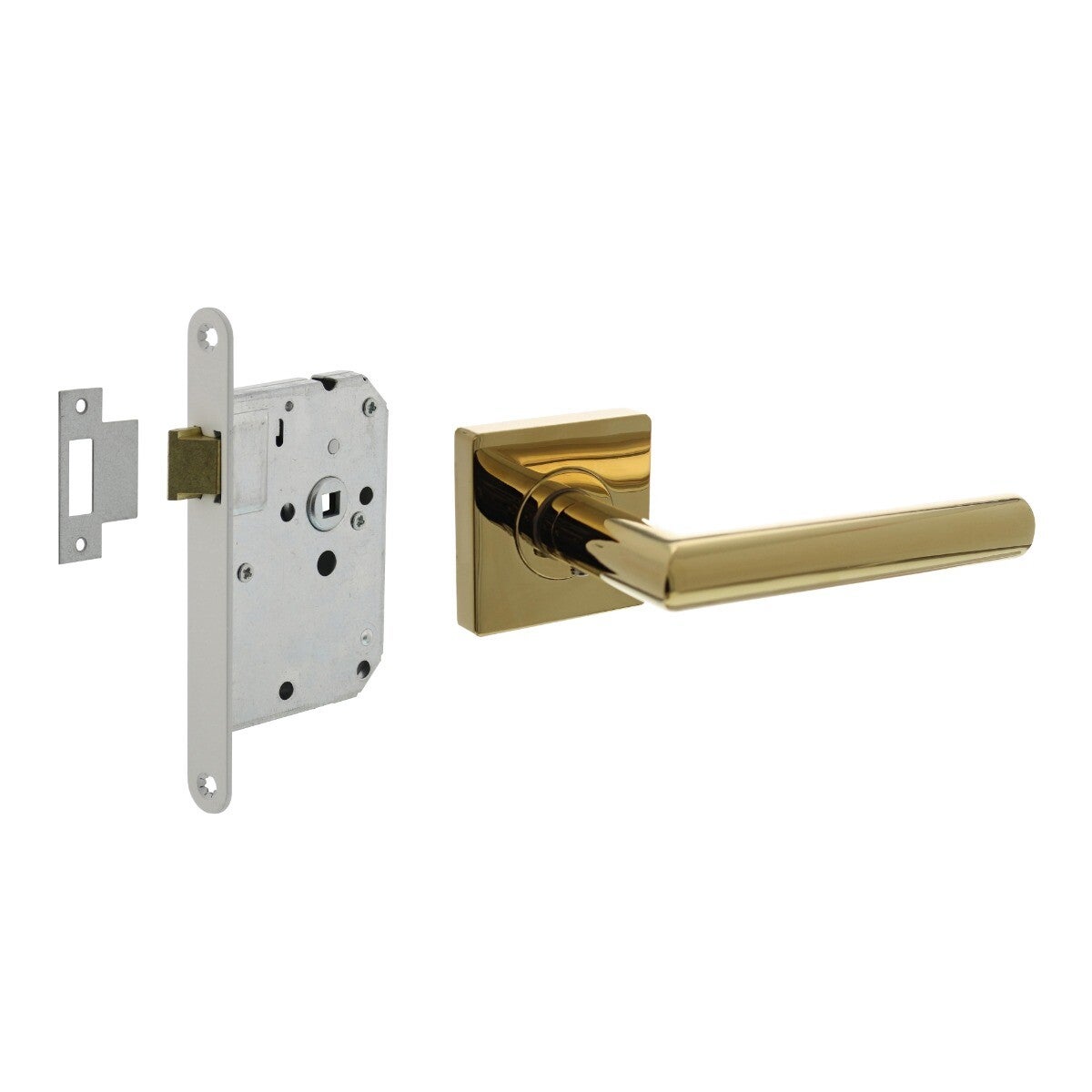 Deurbeslag set loopslot wit met deurkruk Bastian messing titaan PVD