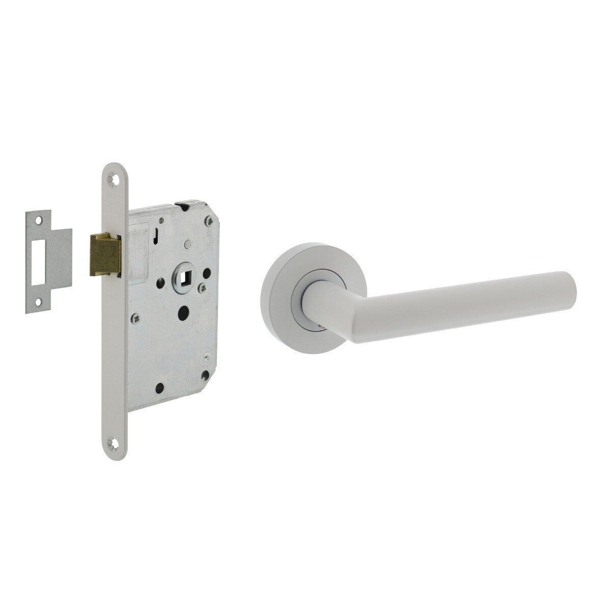 Deurbeslag set loopslot wit met deurkruk Bastian wit