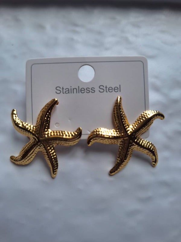 BOUCLES D'OREILLES  ÉTOILES DE MER EN ACIER INOXYDABLES
