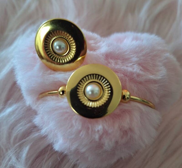 PARURE BRACELETS ET BAGUE  PERLE EN ACIER INOXYDABLES