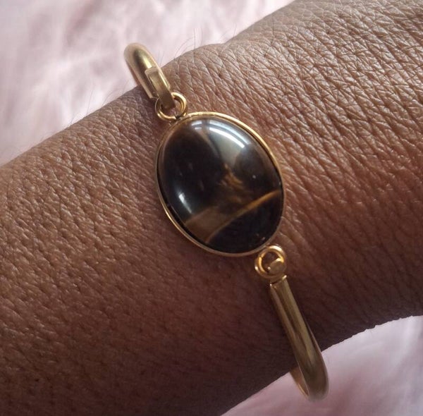 BRACELET OEIL DE TIGRE EN ACIER INOXYDABLES