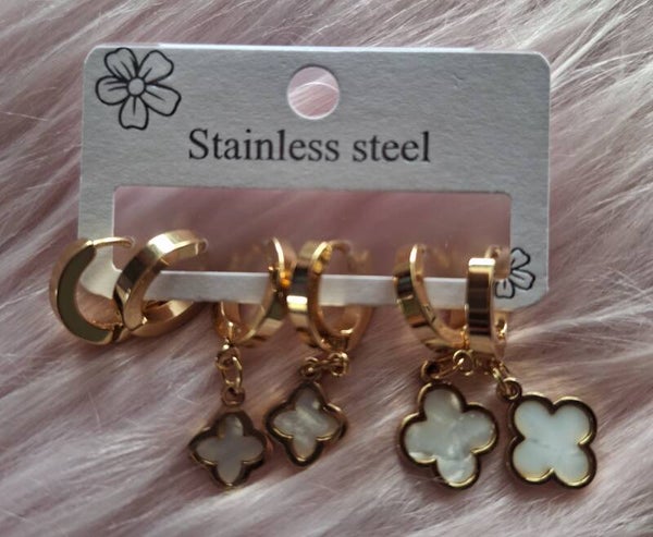 BOUCLES D'OREILLES TRÈFLE 3 PCS