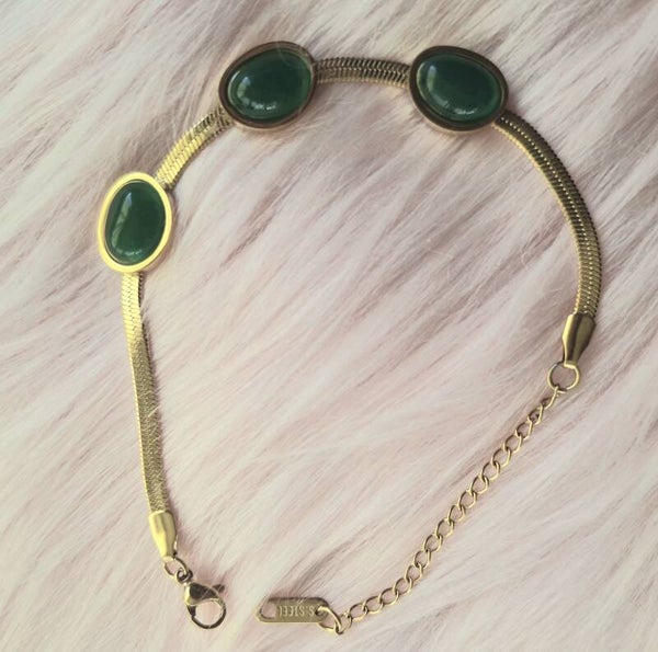 BRACELET AMÉTHYSTE  VERT EN ACIER INOXYDABLES