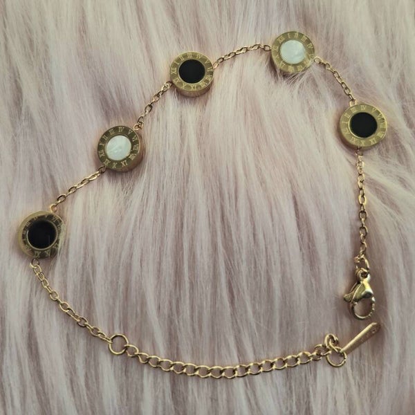 BRACELET ANASTHASIA PIERRE NOIR & BLANC EN ACIER INOXYDABLES