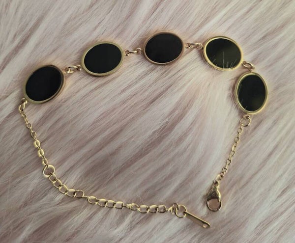 BRACELET  ALIA  EN PIERRE NOIR EN ACIER INOXYDABLES