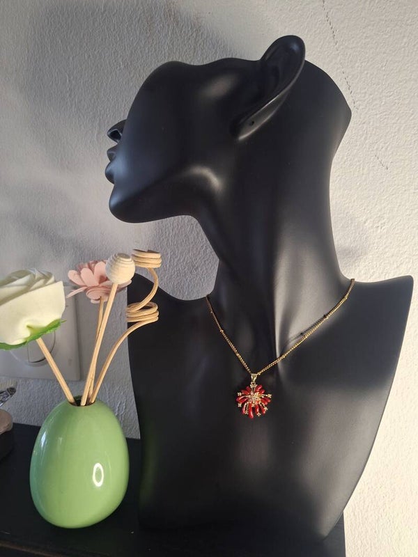 COLLIER ALIZEA  ROUGE EN ACIER INOXYDABLES
