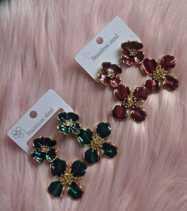 BOUCLES D'OREILLES FLEUR PENDANTES