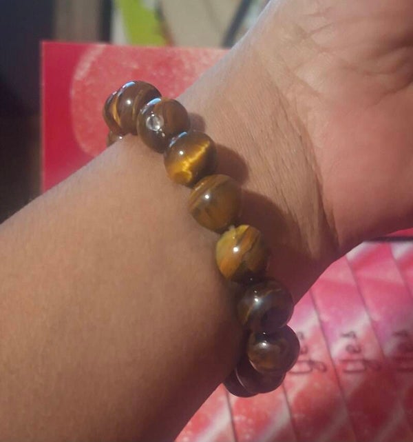 BRACELET ŒIL DE TIGRE EN PIERRE GROS EN ACIER INOXYDABLES