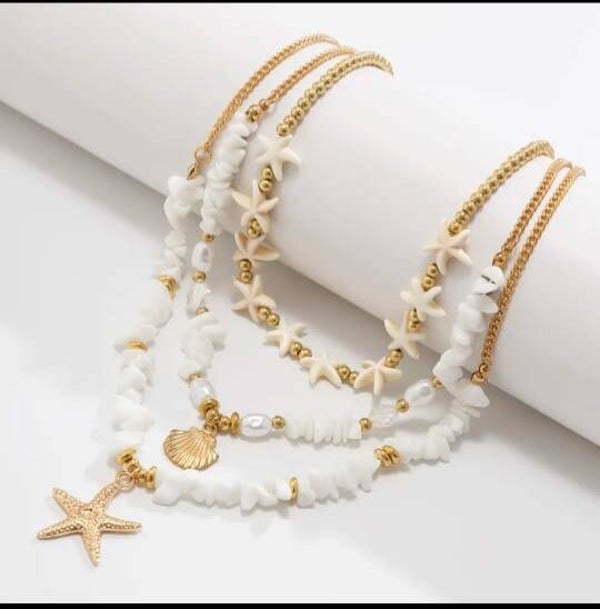 COLLIER ÉTOILES DE MER EN 3 PCS