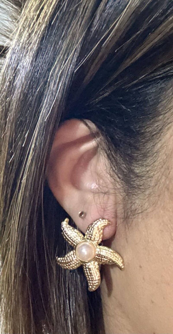 BOUCLES D'OREILLES ÉTOILES DE MER PERLE ROSE CLAIR