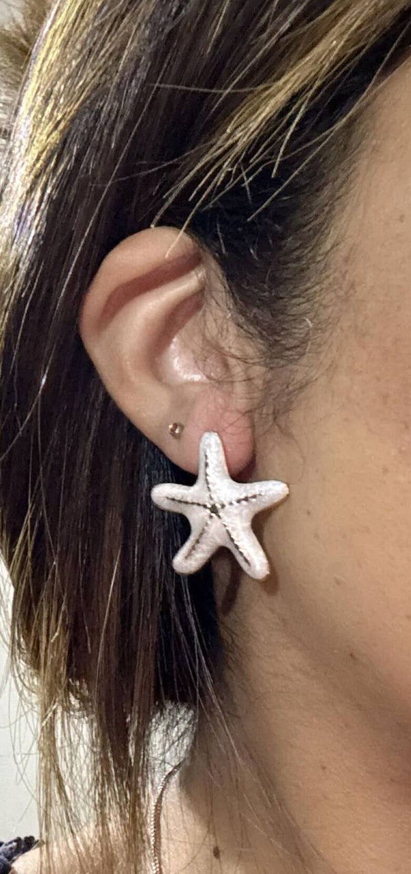 BOUCLES D'OREILLES ÉTOILES DE MER BLANC