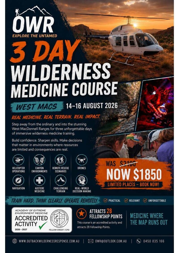 3 Day Wilderness Medicine Course August 14-16