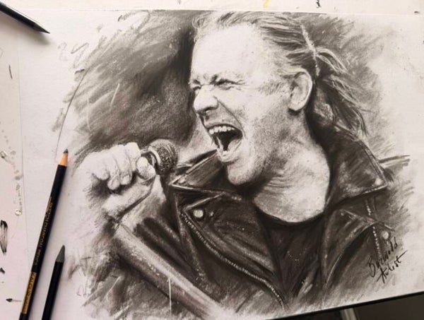 Iron Maiden- Bruce Dickinson - Charcoal Pencil