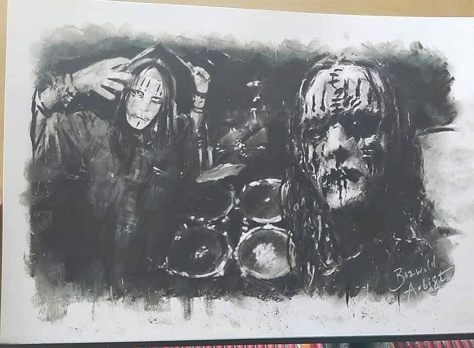 Slipknot Joey Jordison - charcoal pencil