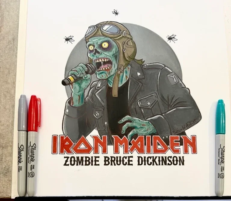 Iron Maiden - Zombie Bruce Dickinson Pen Art