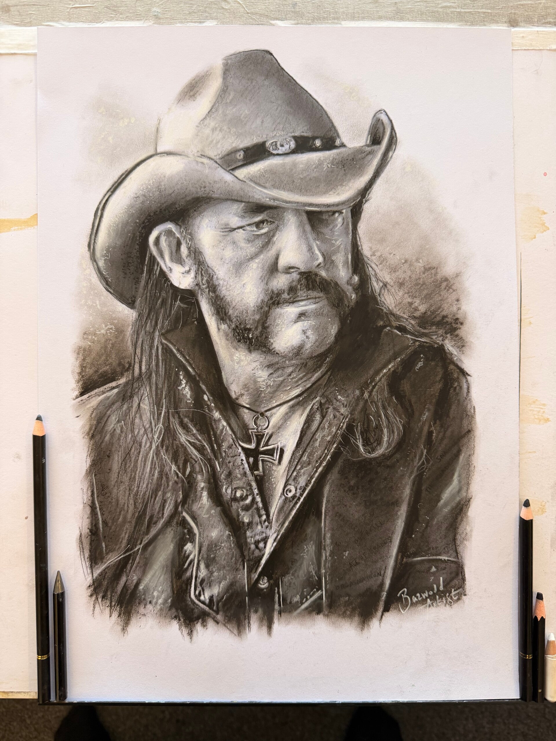 Lemmy - Motörhead- charcoal pencil